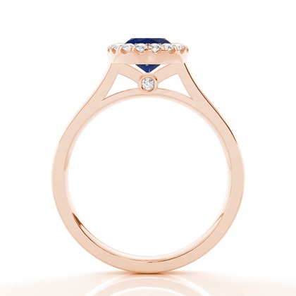Blauer Saphir-Halo-Verlobungsring Mit Lünette In Fassung