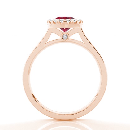 Lünette Fassung Rubin Halo Verlobungsring