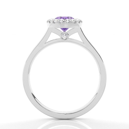 Lünette Fassung Amethyst Halo Verlobungsring