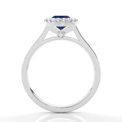 Blauer Saphir-Halo-Verlobungsring Mit Lünette In Fassung