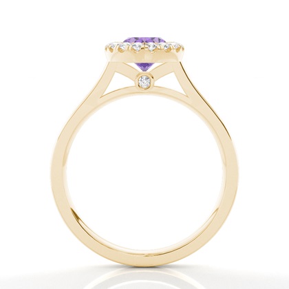 Lünette Fassung Amethyst Halo Verlobungsring