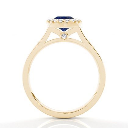 Blauer Saphir-Halo-Verlobungsring Mit Lünette In Fassung