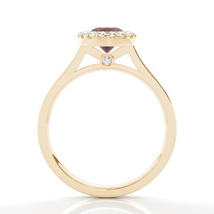 Lünette Fassung Granat Halo Verlobungsring