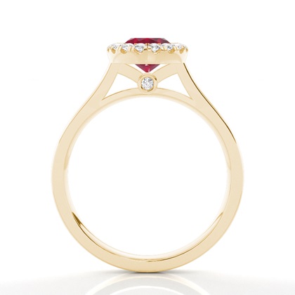 Lünette Fassung Rubin Halo Verlobungsring