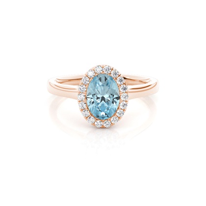 Bezel Setting Aquamarine Halo Engagement Ring