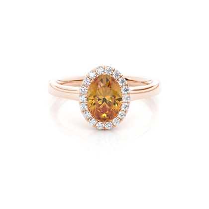 Bezel Setting Citrine Halo Engagement Ring