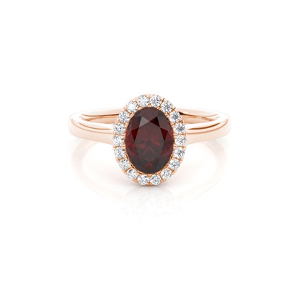Bezel Setting Garnet Halo Engagement Ring