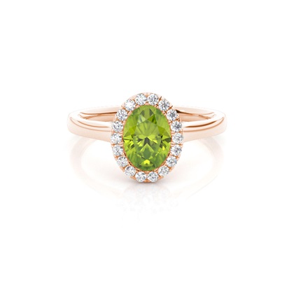 Bezel Setting Peridot Halo Engagement Ring