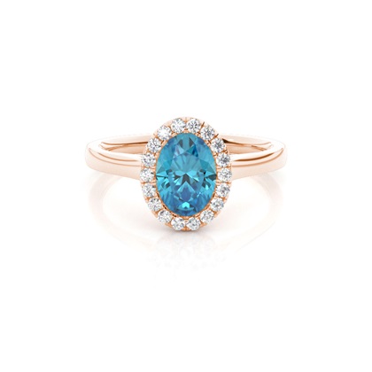 Bezel Setting Topaz Halo Engagement Ring