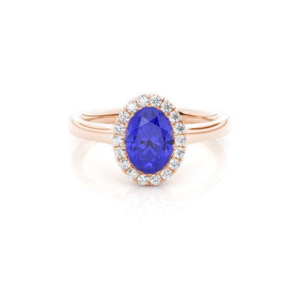 Bezel Setting Tanzanite Halo Engagement Ring
