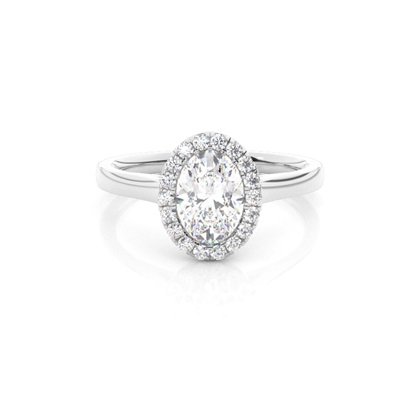 Bezel Set Diamond Halo Engagement Ring