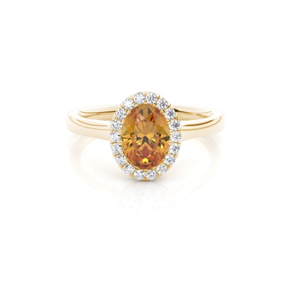 Bezel Setting Citrine Halo Engagement Ring