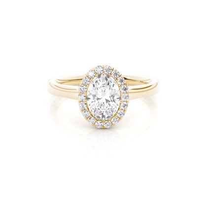 Bezel Set Diamond Halo Engagement Ring