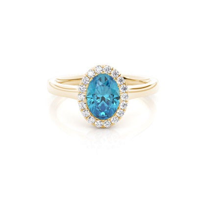 Bezel Setting Topaz Halo Engagement Ring