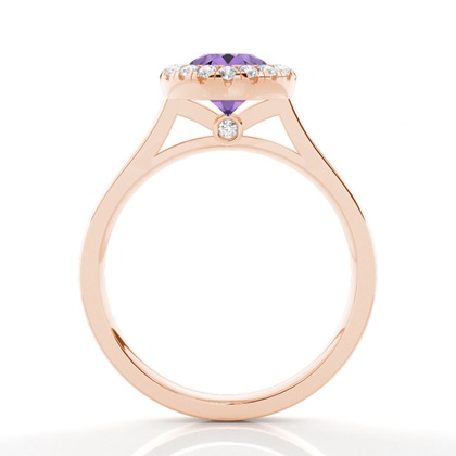 Lünette Fassung Amethyst Halo Verlobungsring