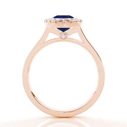 Blauer Saphir-Halo-Verlobungsring Mit Lünette In Fassung