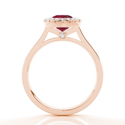 Lünette Fassung Rubin Halo Verlobungsring