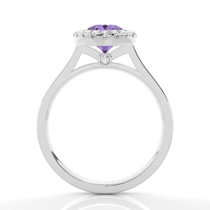 Lünette Fassung Amethyst Halo Verlobungsring