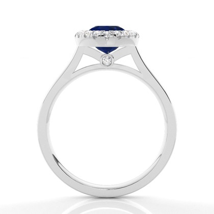 Blauer Saphir-Halo-Verlobungsring Mit Lünette In Fassung