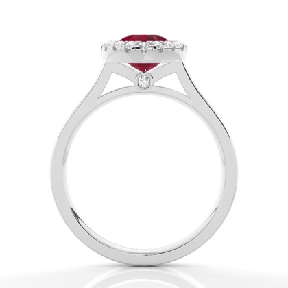 Lünette Fassung Rubin Halo Verlobungsring