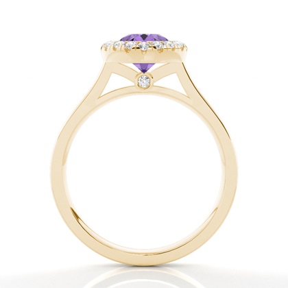 Lünette Fassung Amethyst Halo Verlobungsring