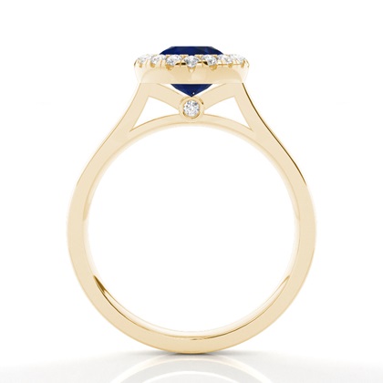 Blauer Saphir-Halo-Verlobungsring Mit Lünette In Fassung