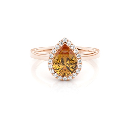 Bezel Setting Citrine Halo Engagement Ring