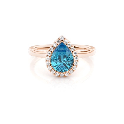 Bezel Setting Topaz Halo Engagement Ring