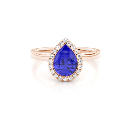 Bezel Setting Tanzanite Halo Engagement Ring