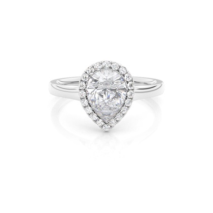 Bezel Set Moissanite Halo Engagement Ring