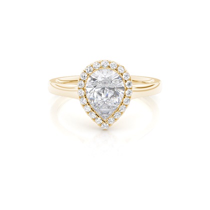 Bezel Set Moissanite Halo Engagement Ring