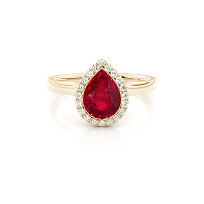 Bezel Setting Ruby Halo Engagement Ring
