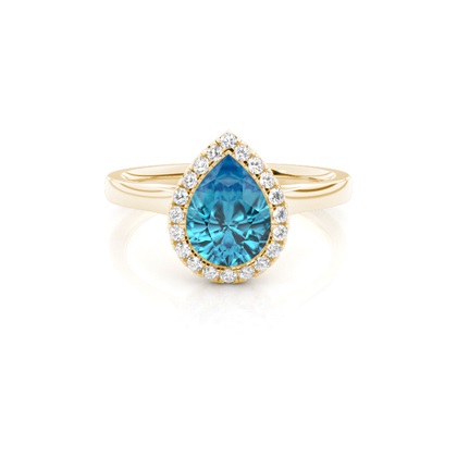 Bezel Setting Topaz Halo Engagement Ring