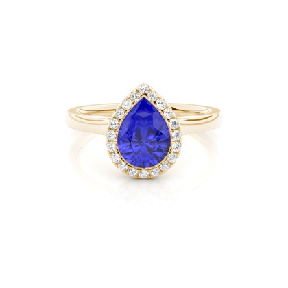 Bezel Setting Tanzanite Halo Engagement Ring