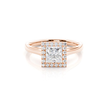 Bezel Set Diamond Halo Engagement Ring