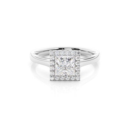 Bezel Set Diamond Halo Engagement Ring