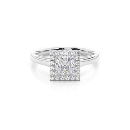 Bezel Set Moissanite Halo Engagement Ring