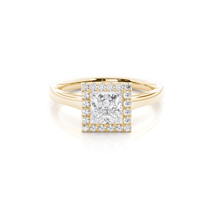 Bezel Set Diamond Halo Engagement Ring
