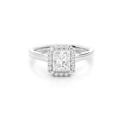Bezel Set Diamond Halo Engagement Ring