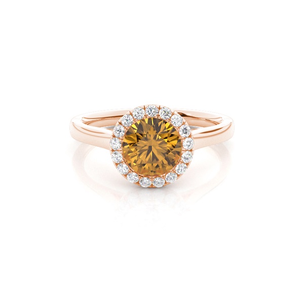 Bezel Setting Citrine Halo Engagement Ring