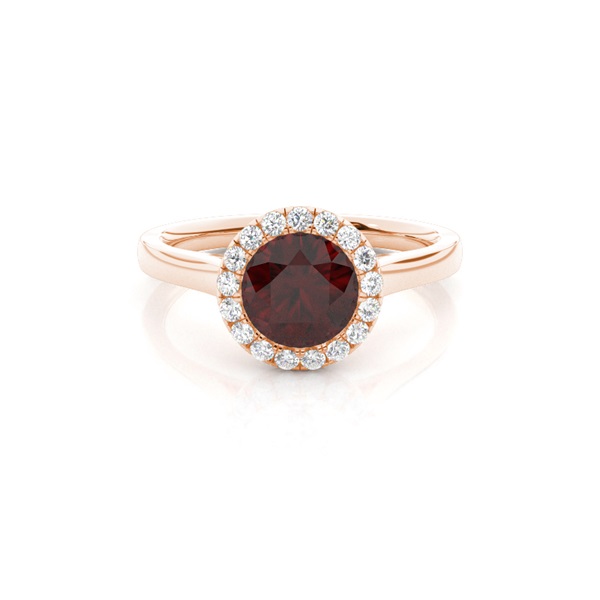 Bezel Setting Garnet Halo Engagement Ring