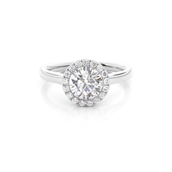 Bezel Set Diamond Halo Engagement Ring