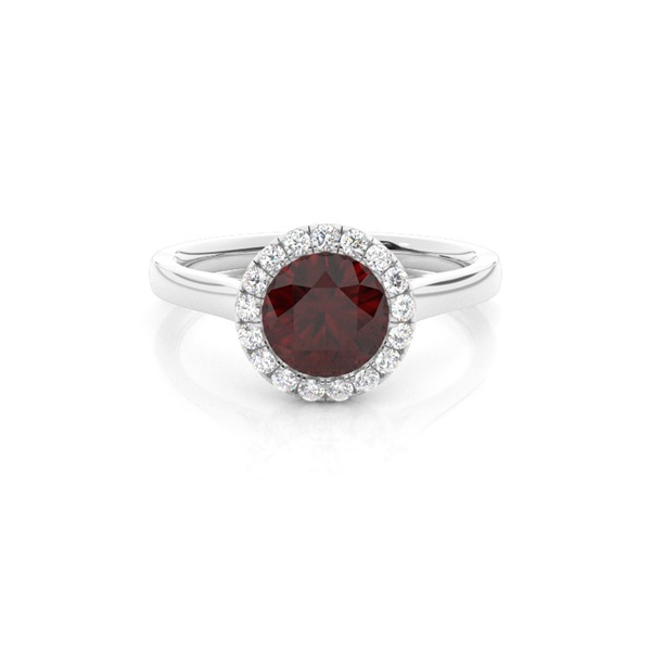Bezel Setting Garnet Halo Engagement Ring