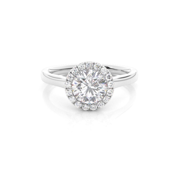 Bezel Set Moissanite Halo Engagement Ring