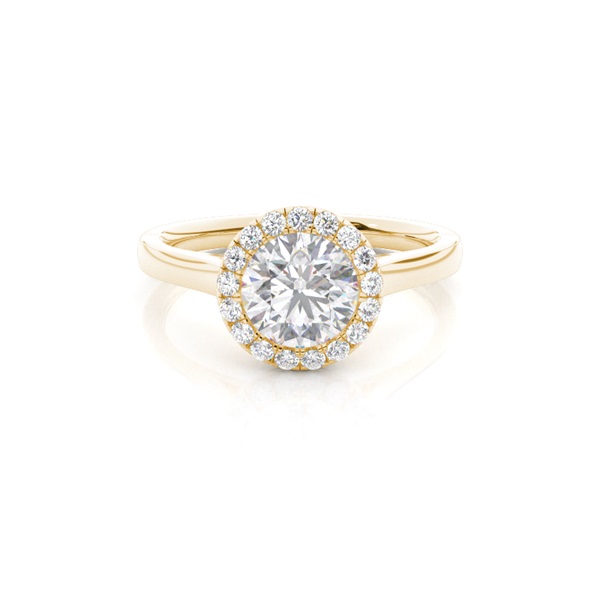 Bezel Set Moissanite Halo Engagement Ring