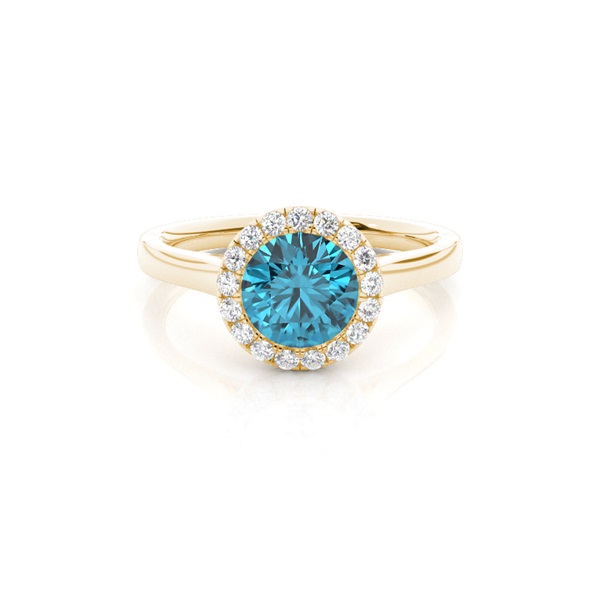 Bezel Setting Topaz Halo Engagement Ring