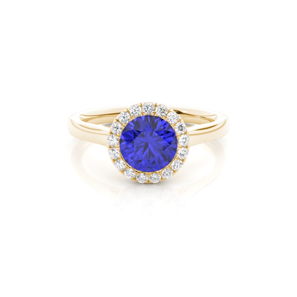 Bezel Setting Tanzanite Halo Engagement Ring