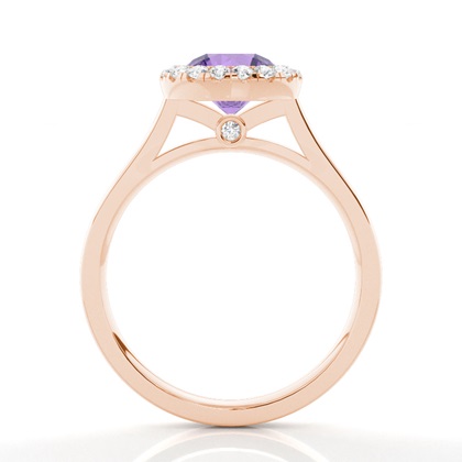 Lünette Fassung Amethyst Halo Verlobungsring