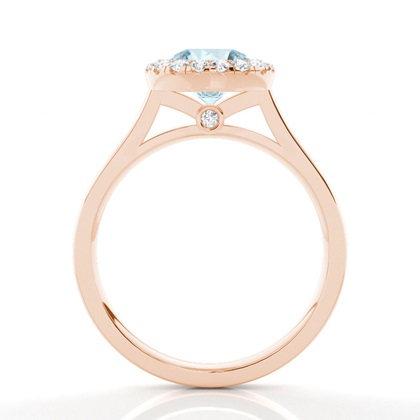Aquamarin-Halo-Verlobungsring In Zargenfassung