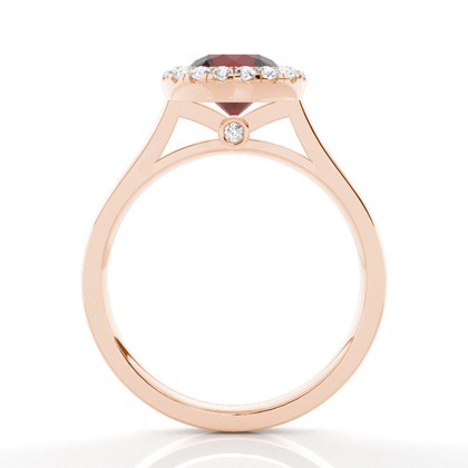 Lünette Fassung Granat Halo Verlobungsring
